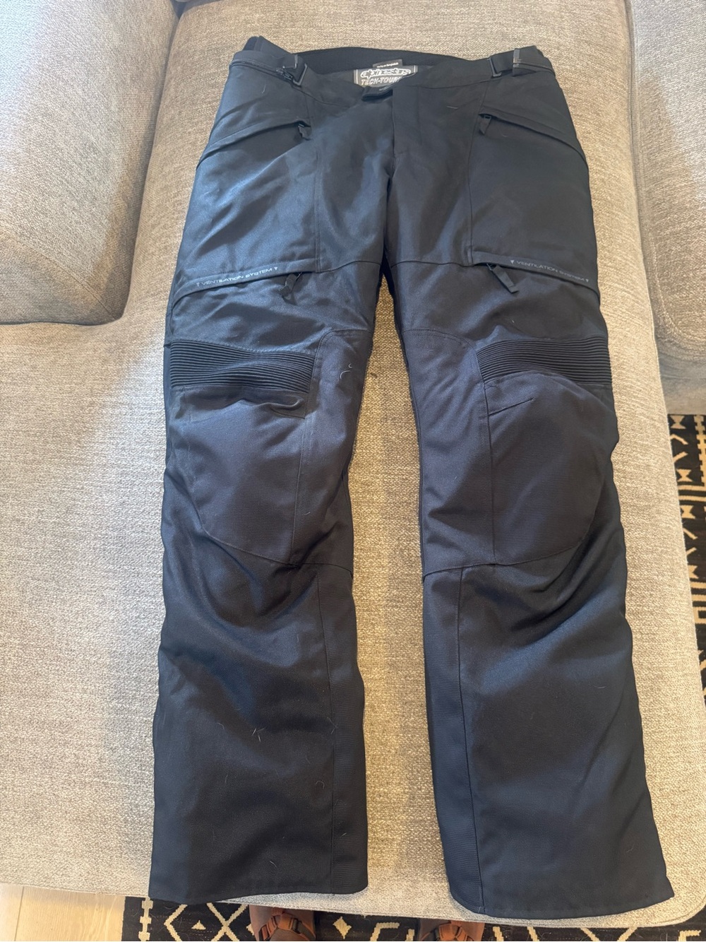 Alpinestars Black Tech-Touring Motorcycle Pants with Red Trim